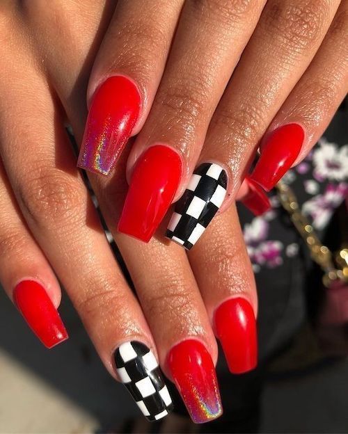 Bright Red With Checkers